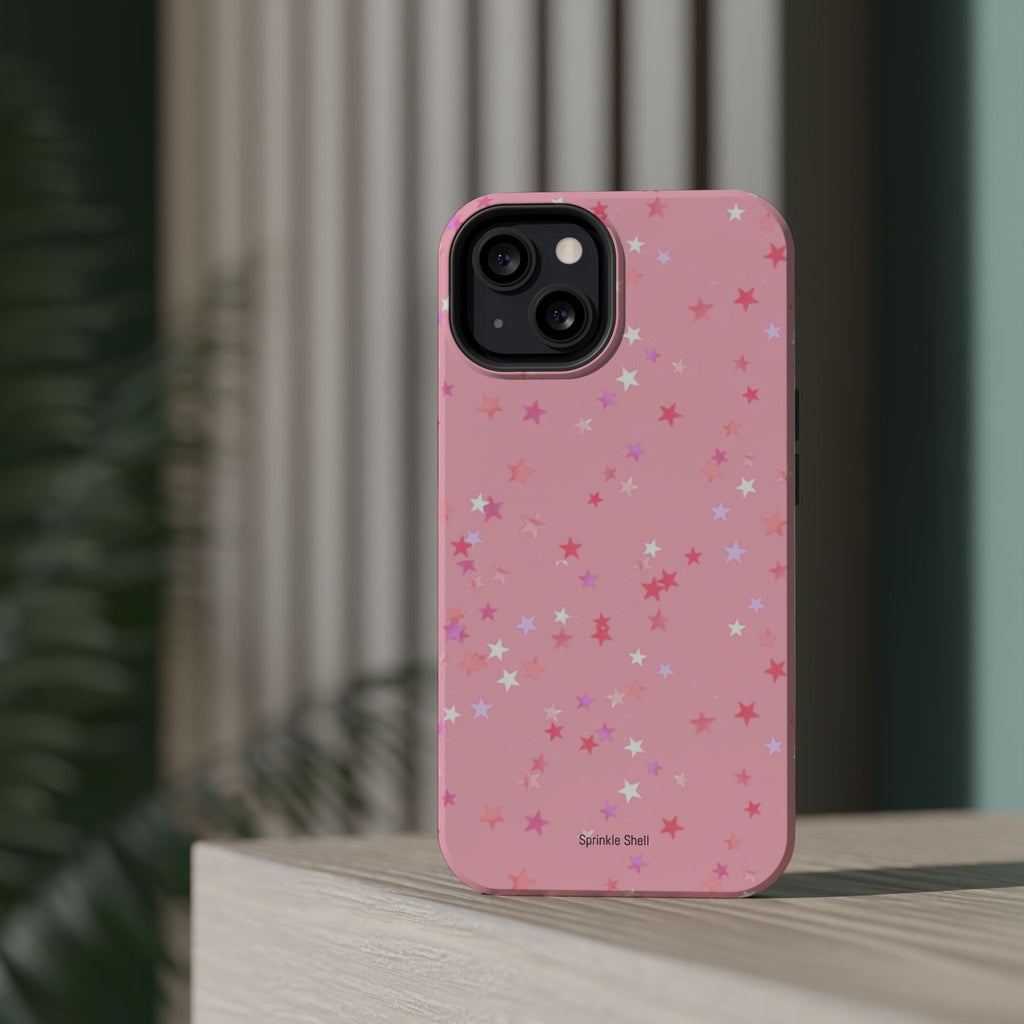 MagSafe pink multicolor stars case