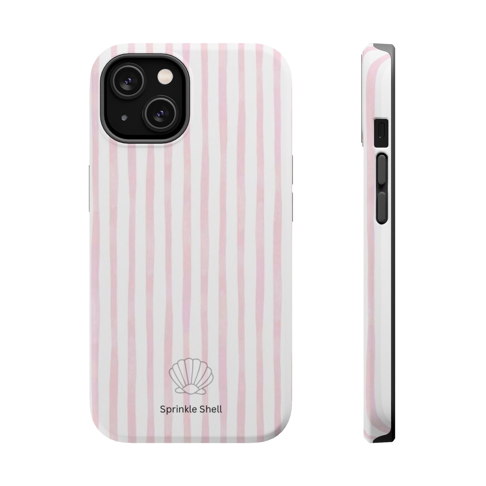 MagSafe pink and white striped case