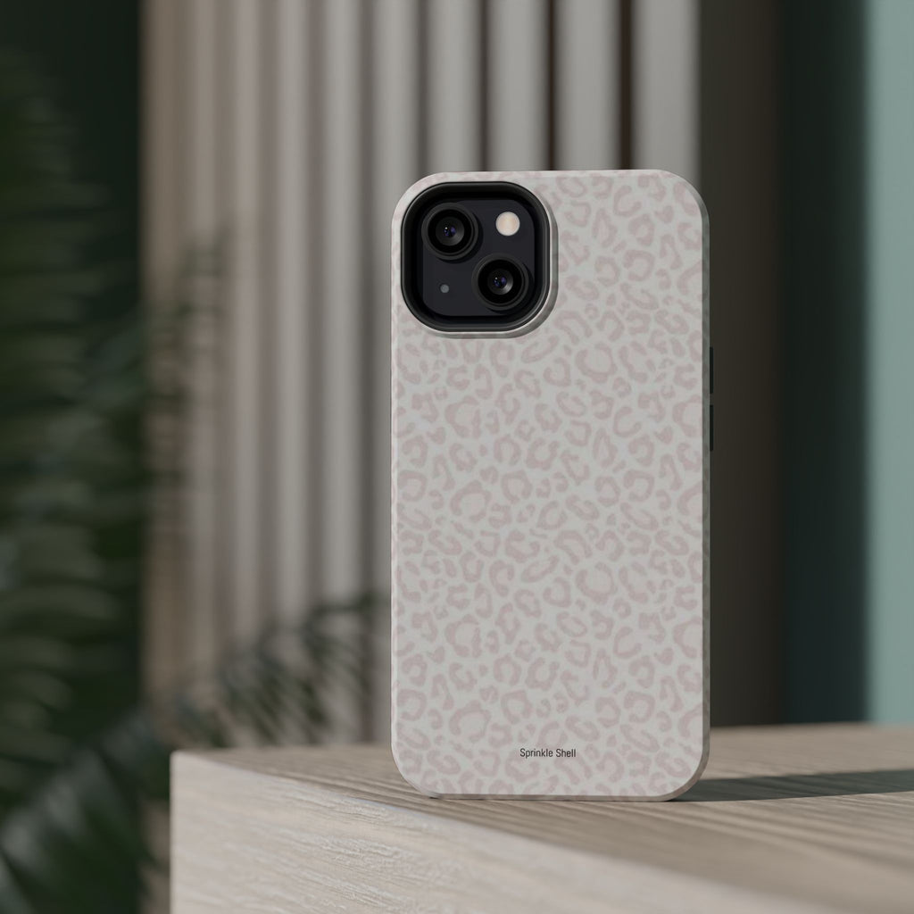 MagSafe white cheetah print case
