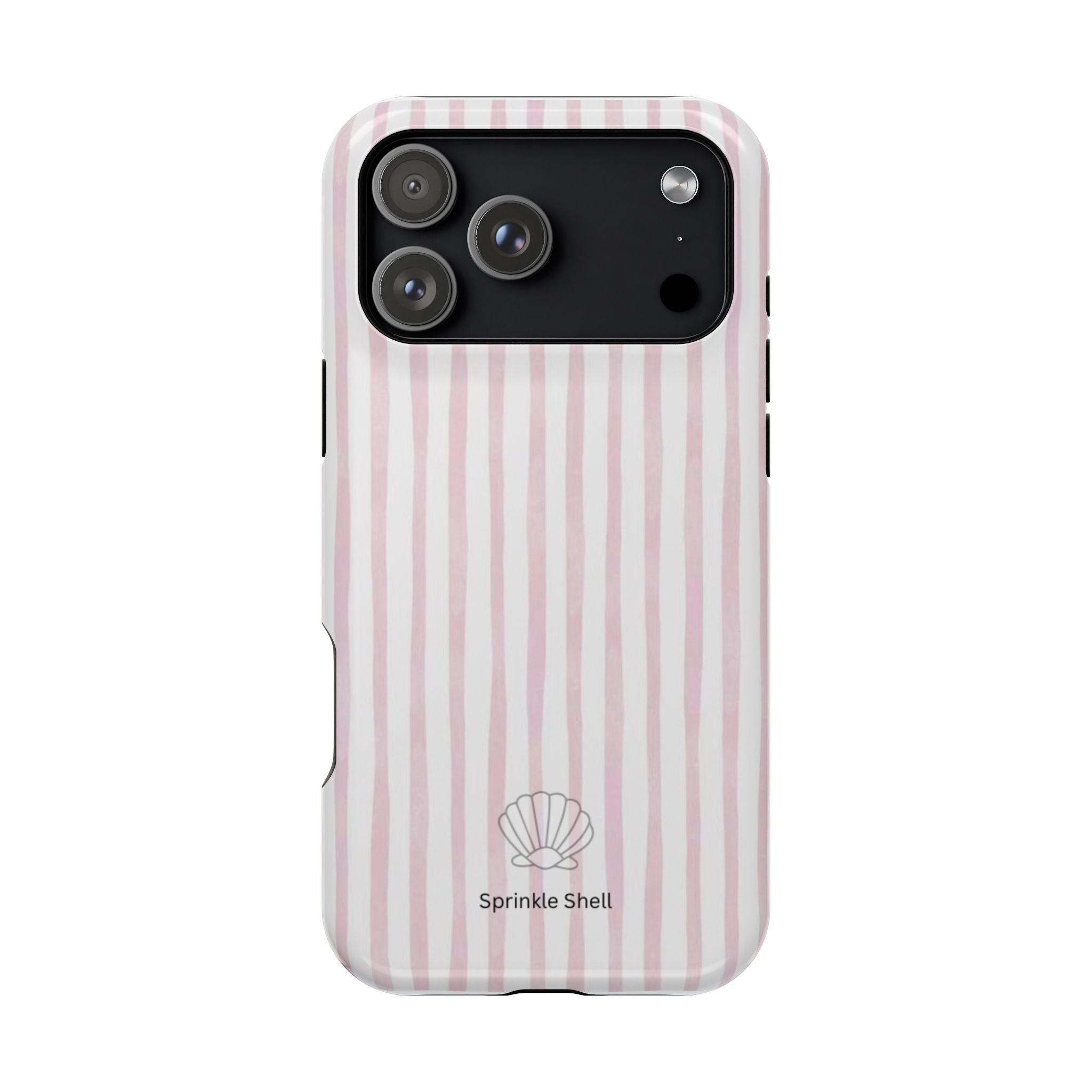 MagSafe pink and white striped case