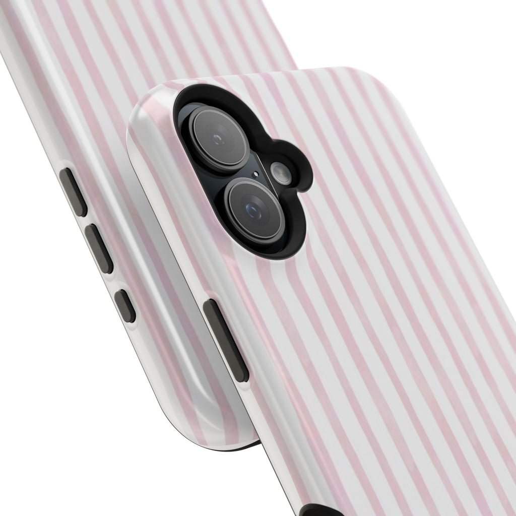 MagSafe pink and white striped case