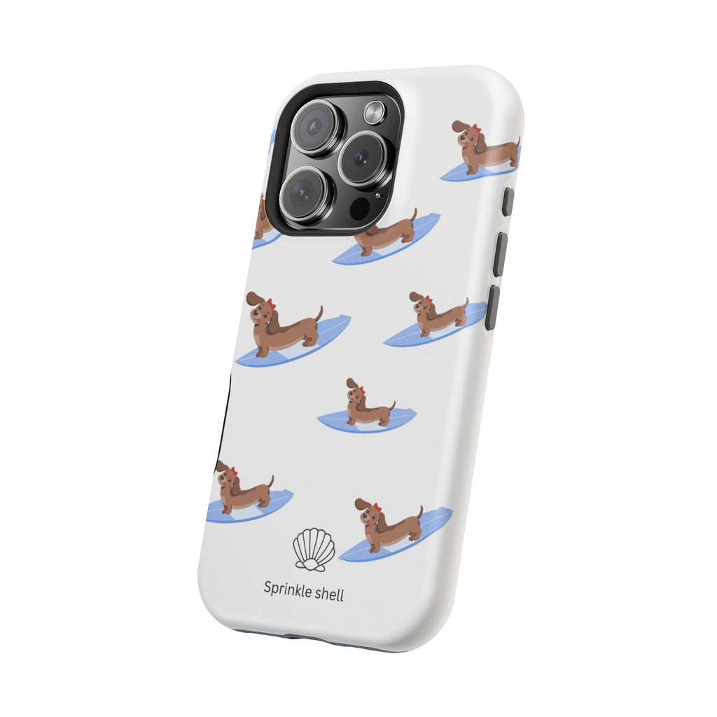 MagSafe surfing dachsund phone case