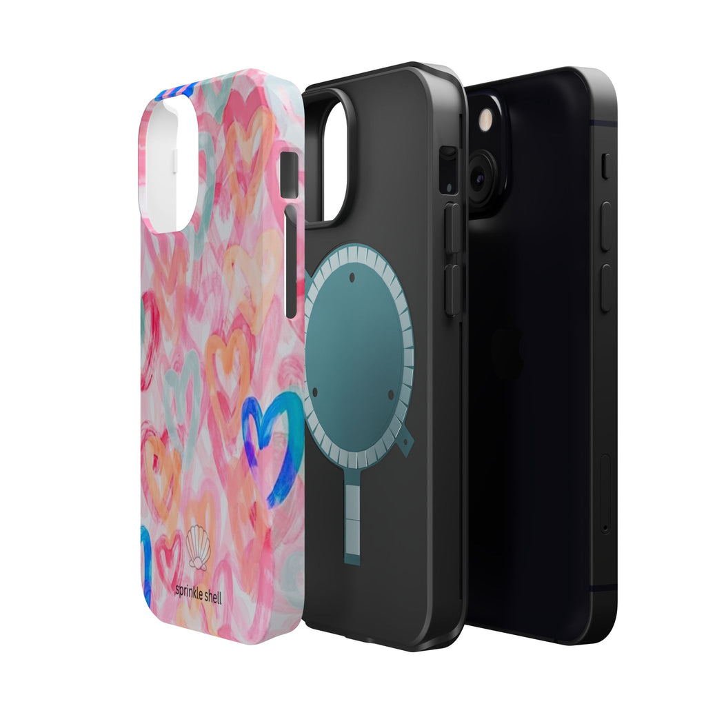 MagSafe rainbow hearts case