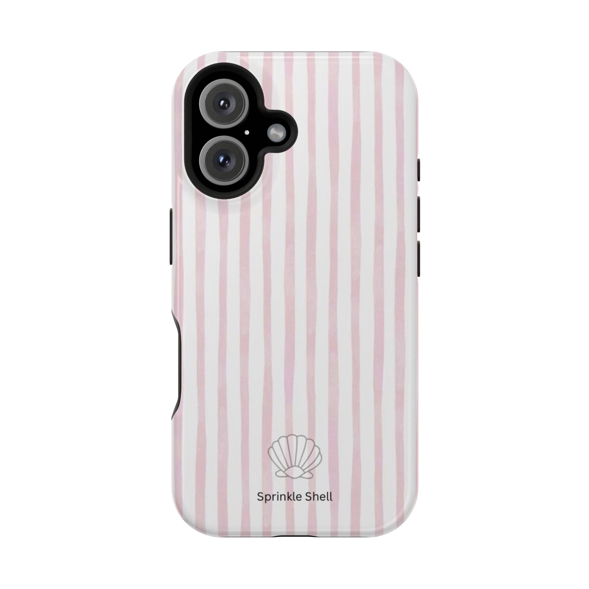 MagSafe pink and white striped case