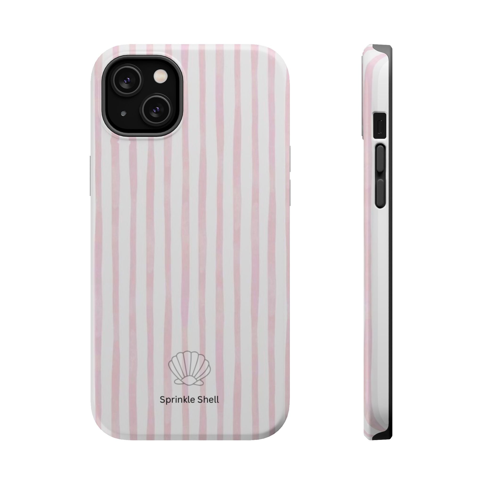 MagSafe pink and white striped case