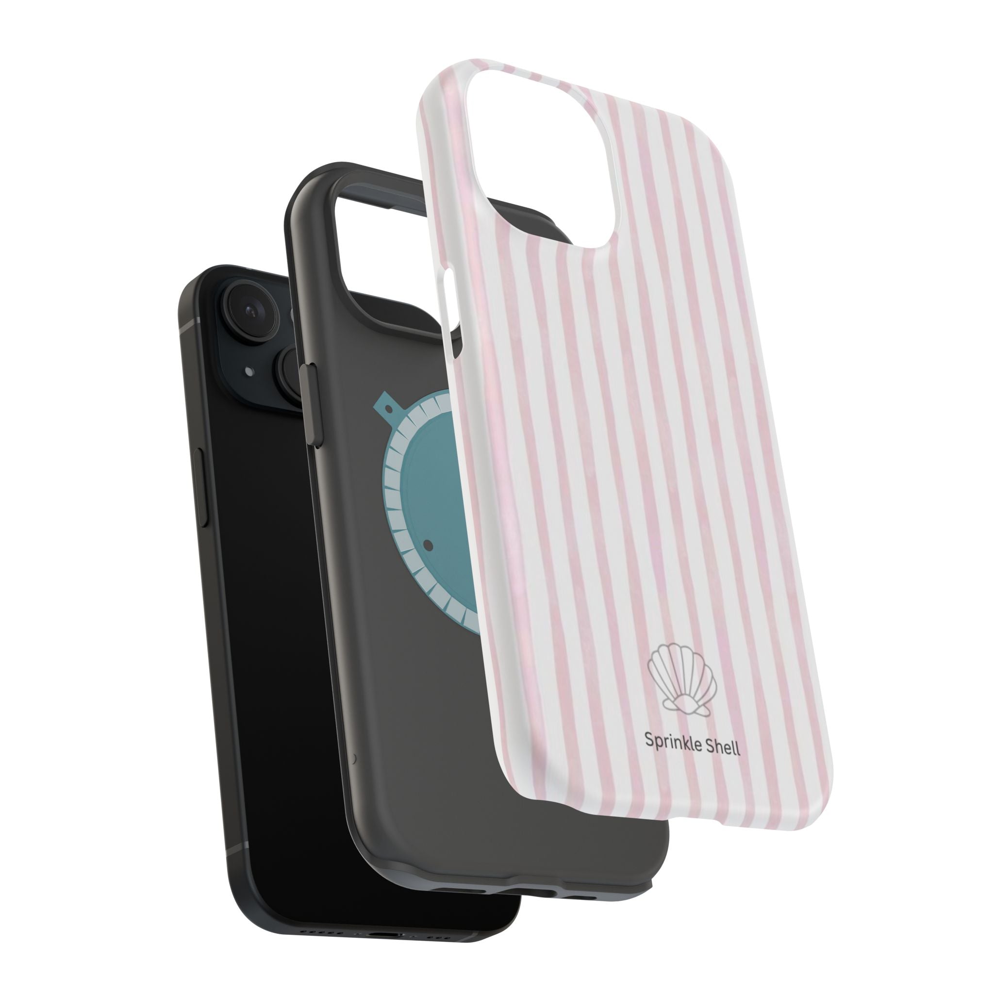 MagSafe pink and white striped case