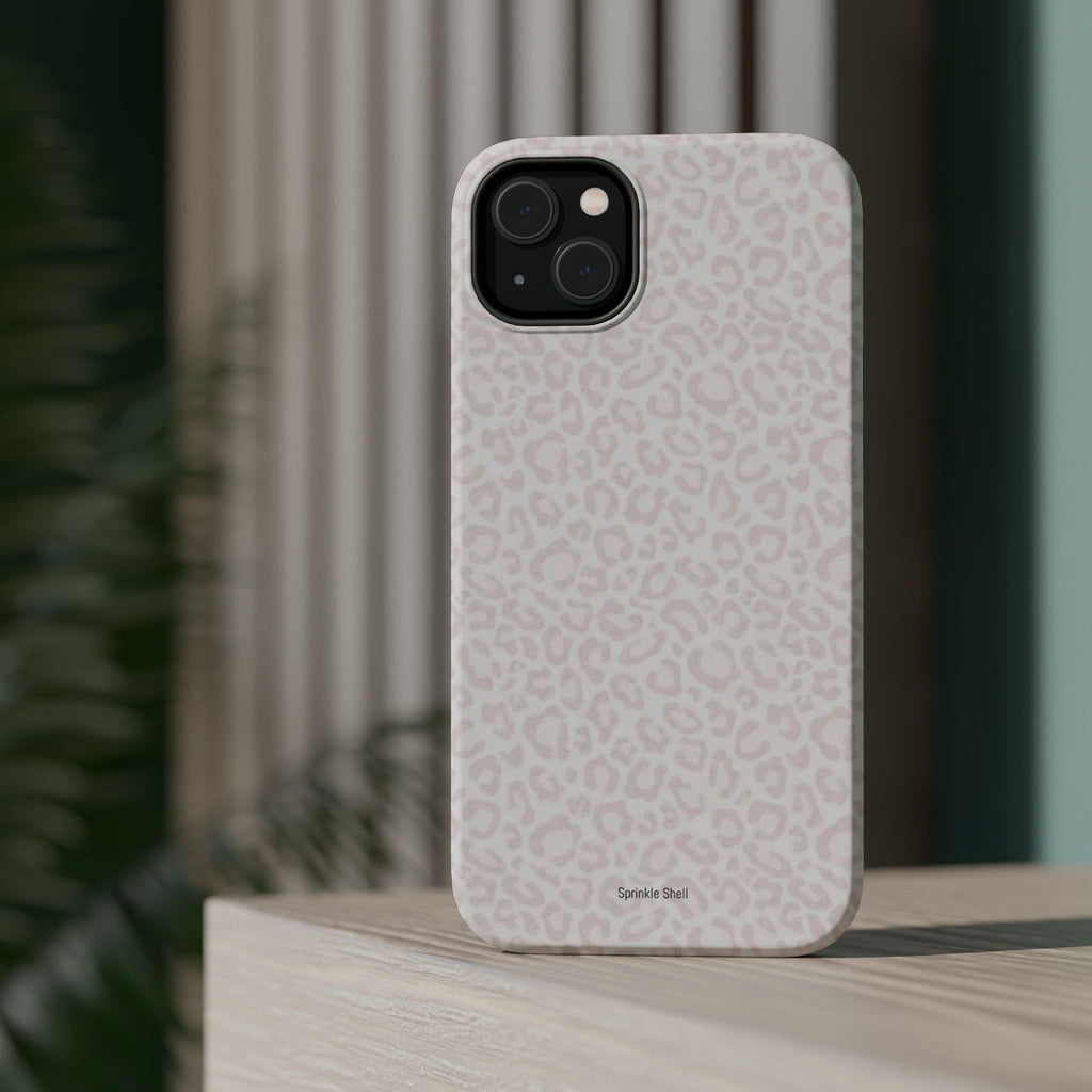 MagSafe white cheetah print case