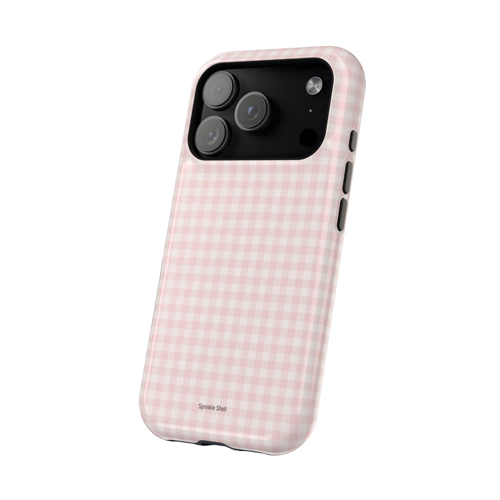 MagSafe light pink plaid case