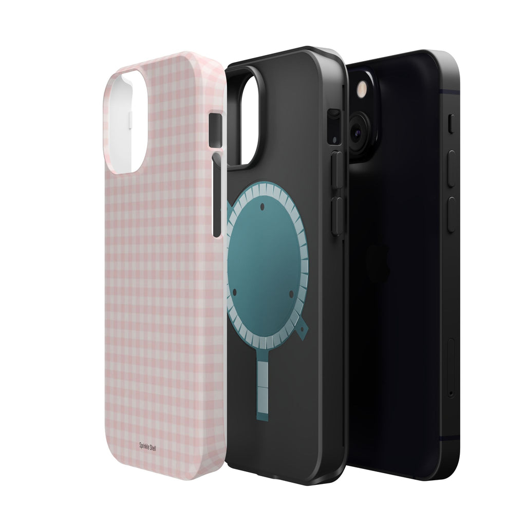 MagSafe light pink plaid case