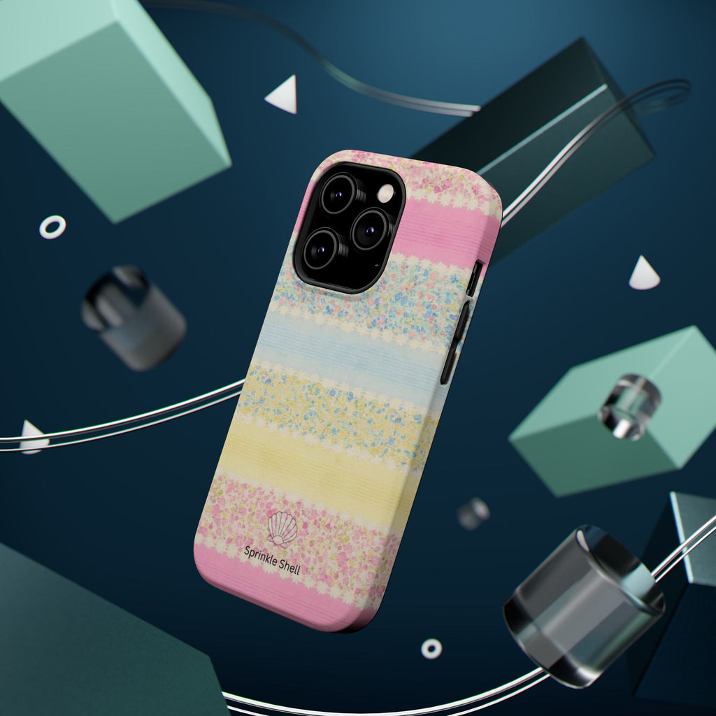 MagSafe pastel floral striped case