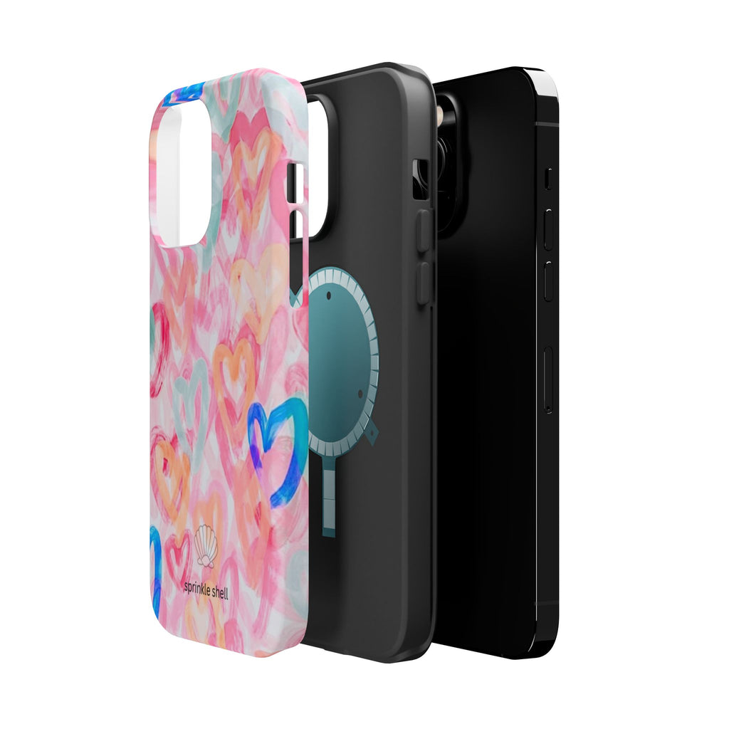 MagSafe rainbow hearts case