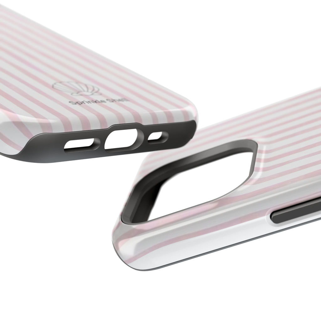 MagSafe pink and white striped case
