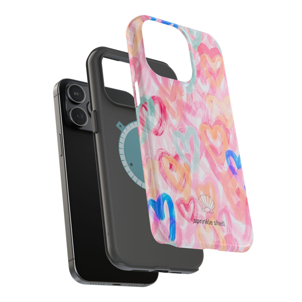 MagSafe rainbow hearts case