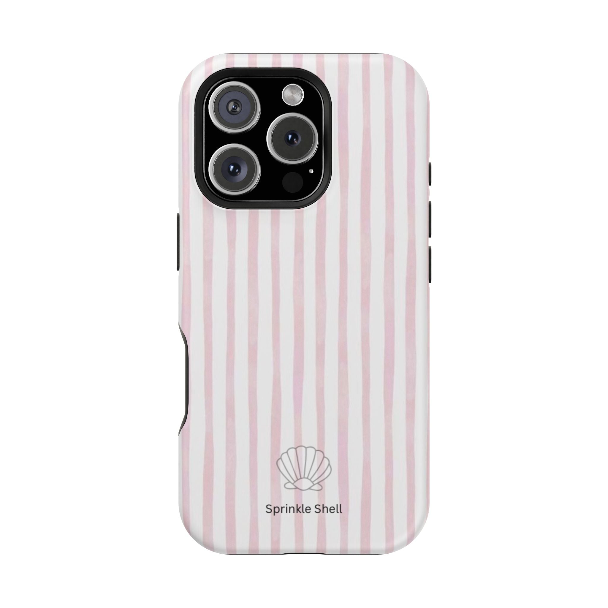 MagSafe pink and white striped case