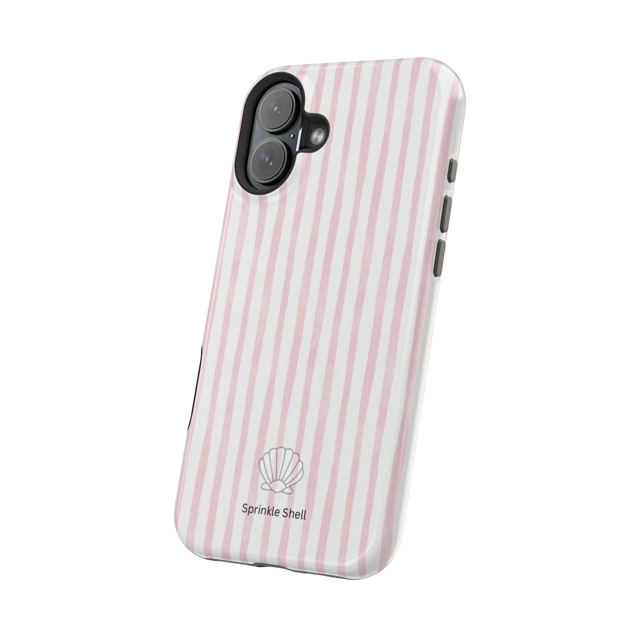 MagSafe pink and white striped case