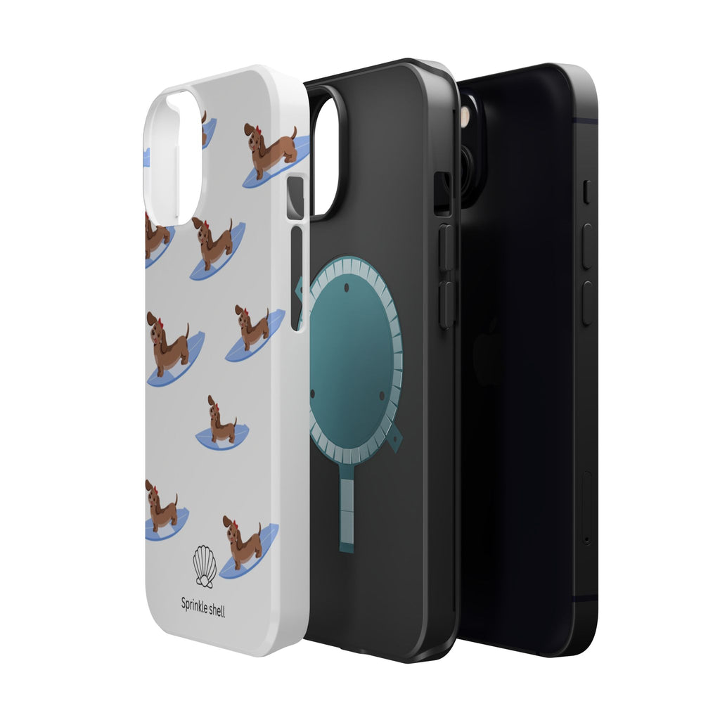 MagSafe surfing dachsund phone case