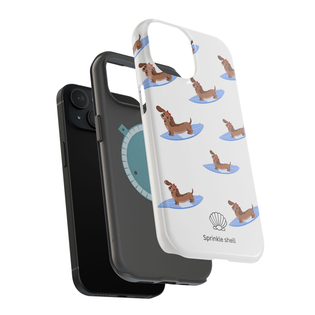 MagSafe surfing dachsund phone case