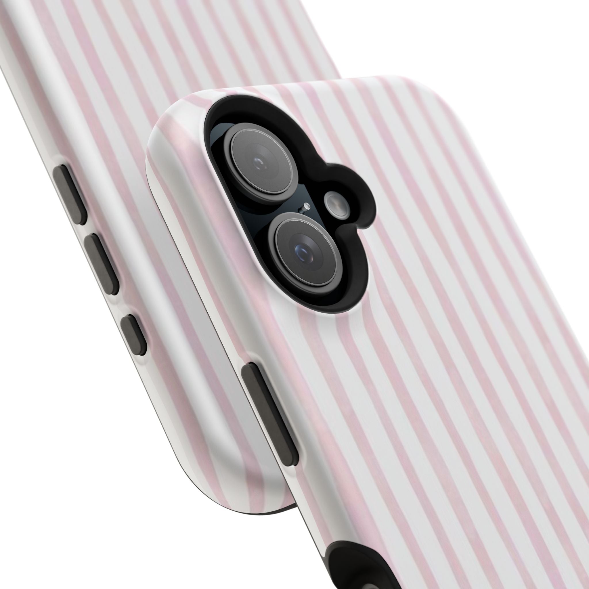MagSafe pink and white striped case