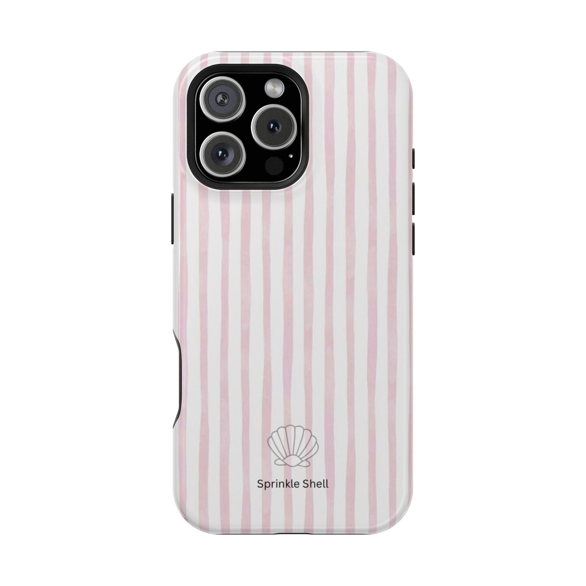 MagSafe pink and white striped case