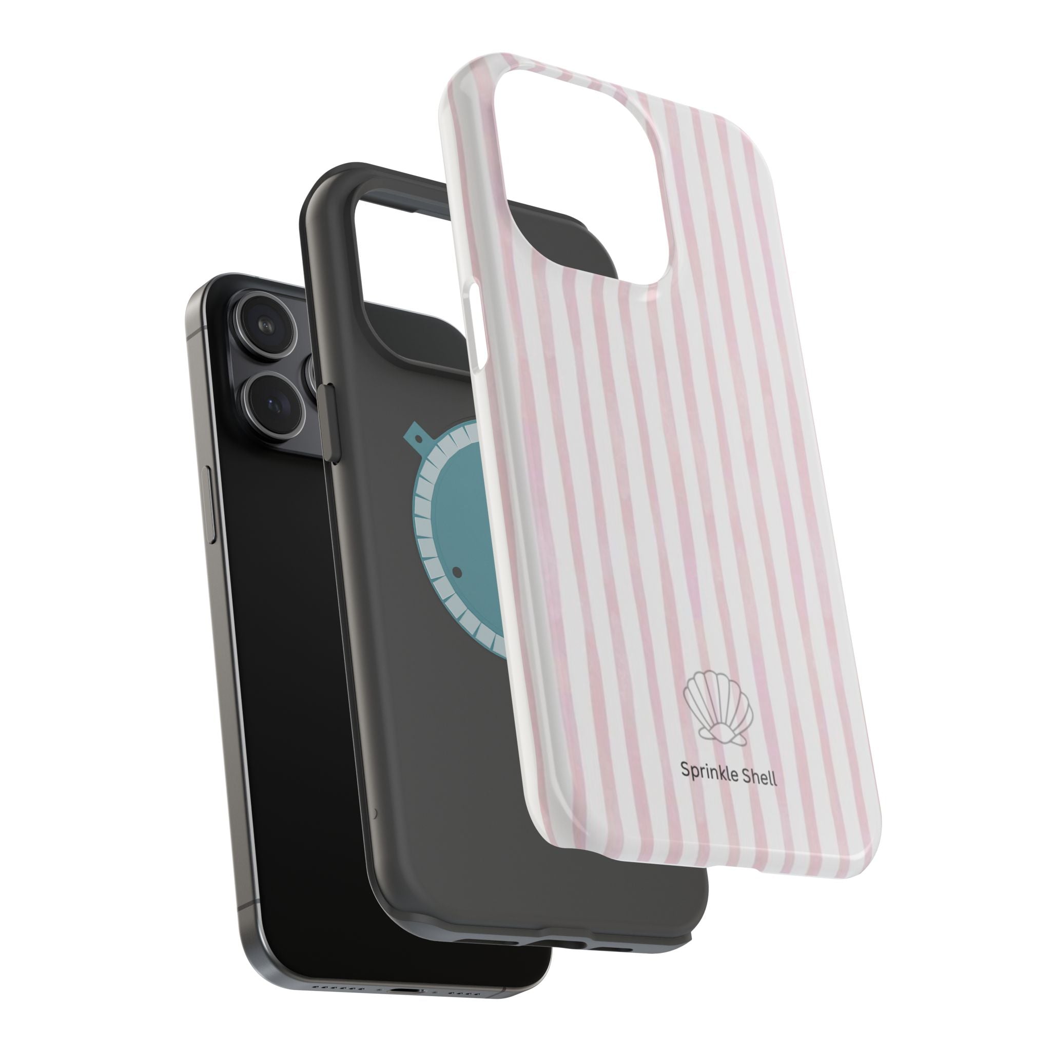 MagSafe pink and white striped case