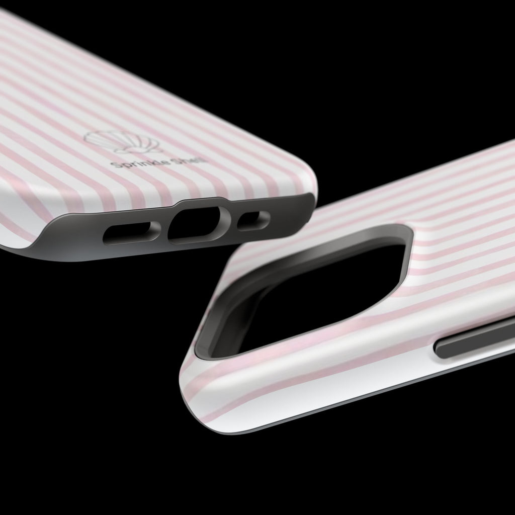 MagSafe pink and white striped case