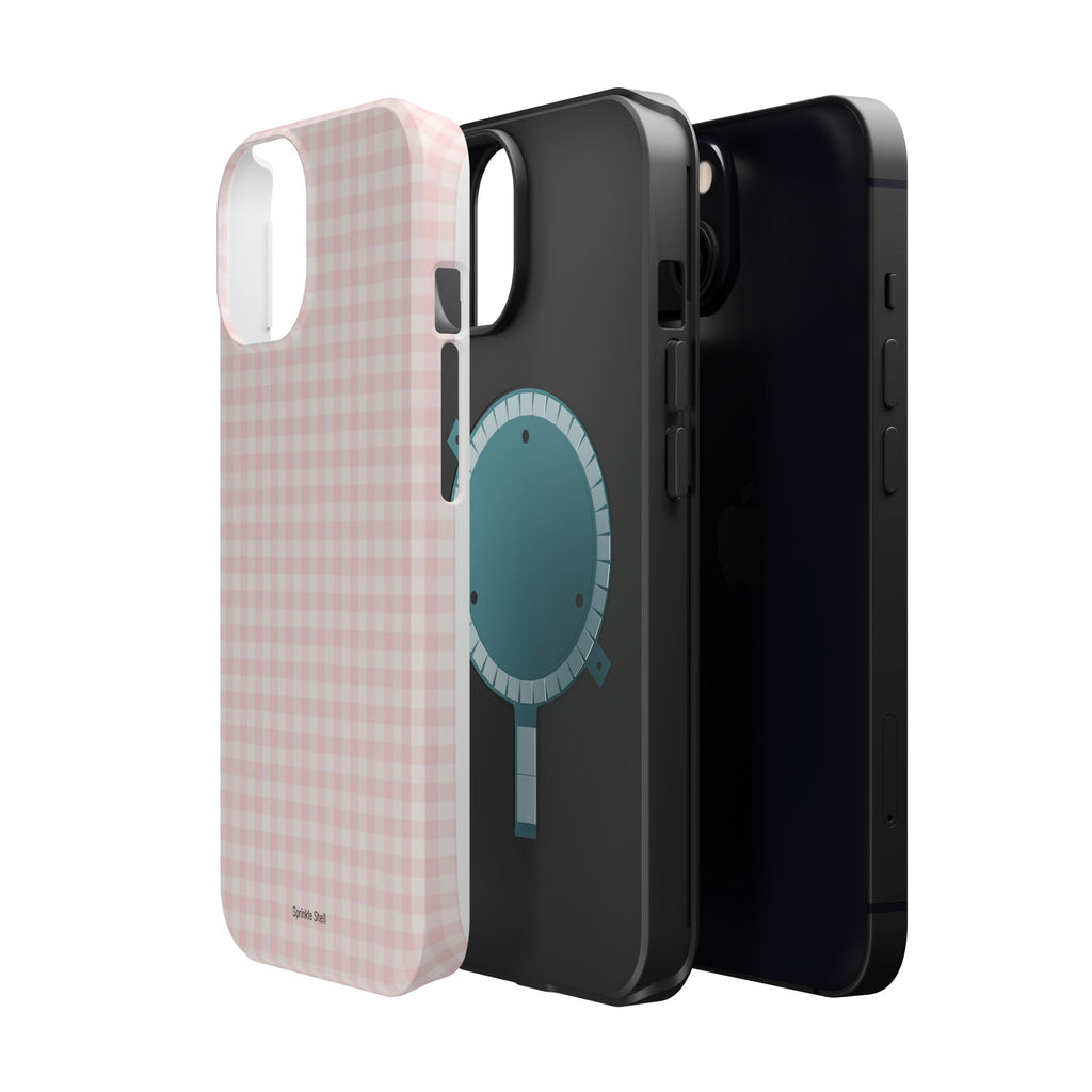 MagSafe light pink plaid case
