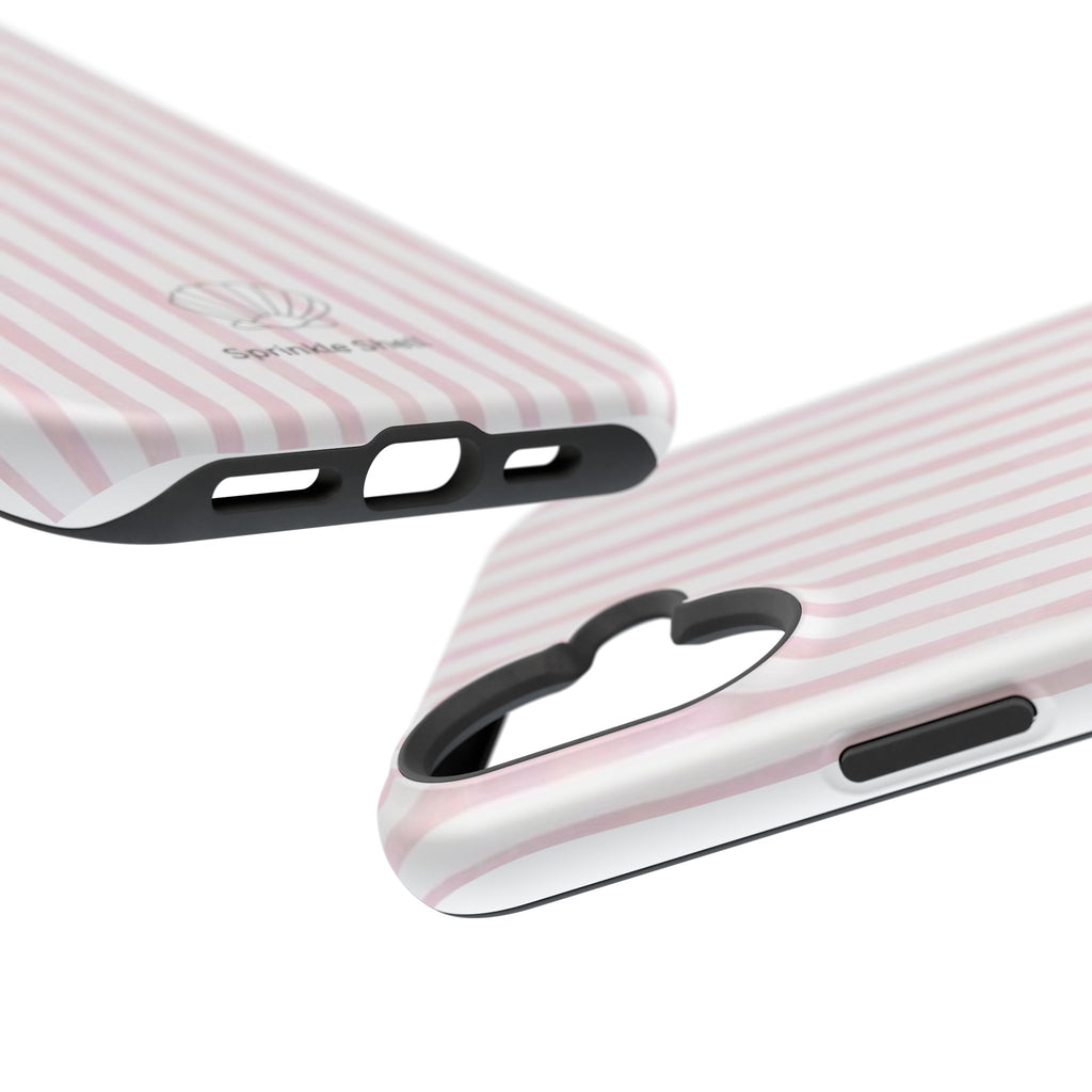 MagSafe pink and white striped case