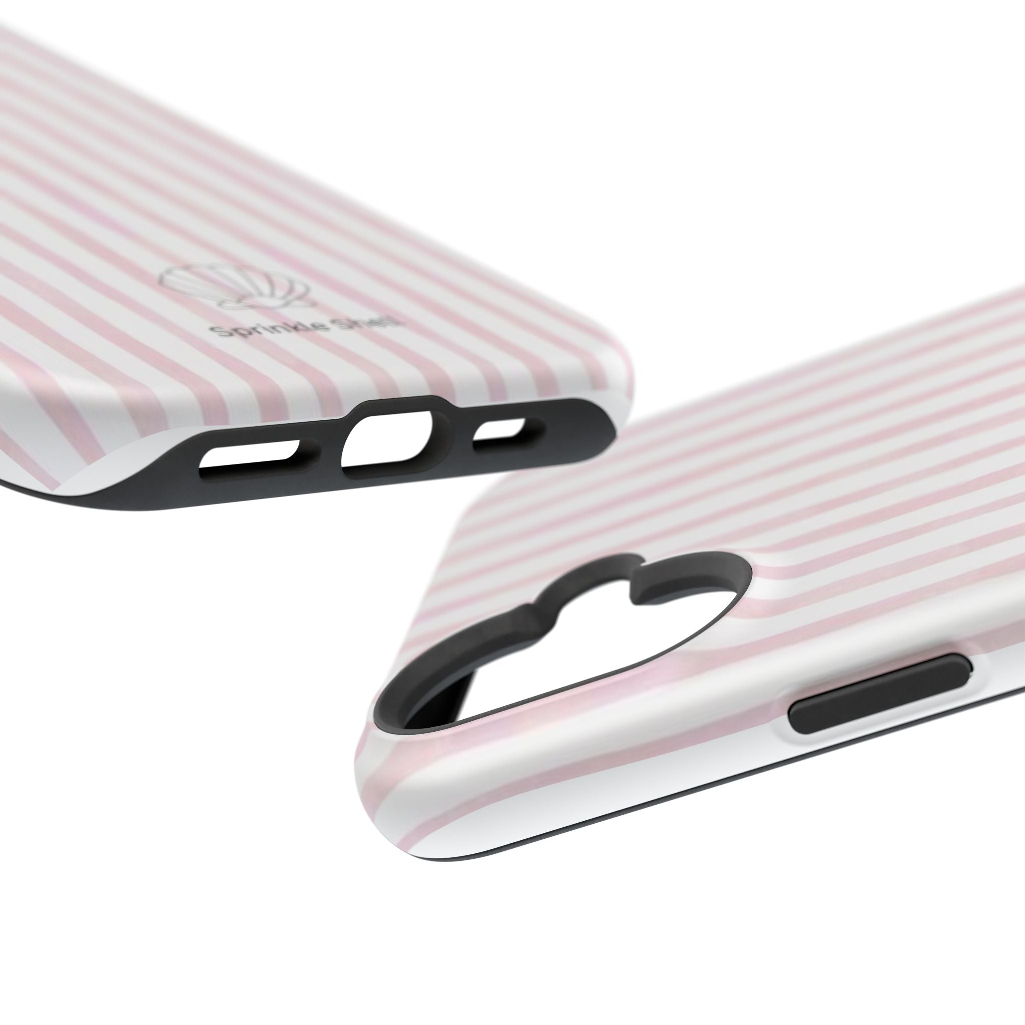 MagSafe pink and white striped case