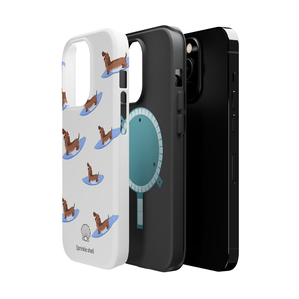 MagSafe surfing dachsund phone case