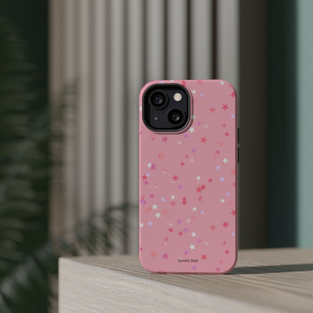 MagSafe pink multicolor stars case