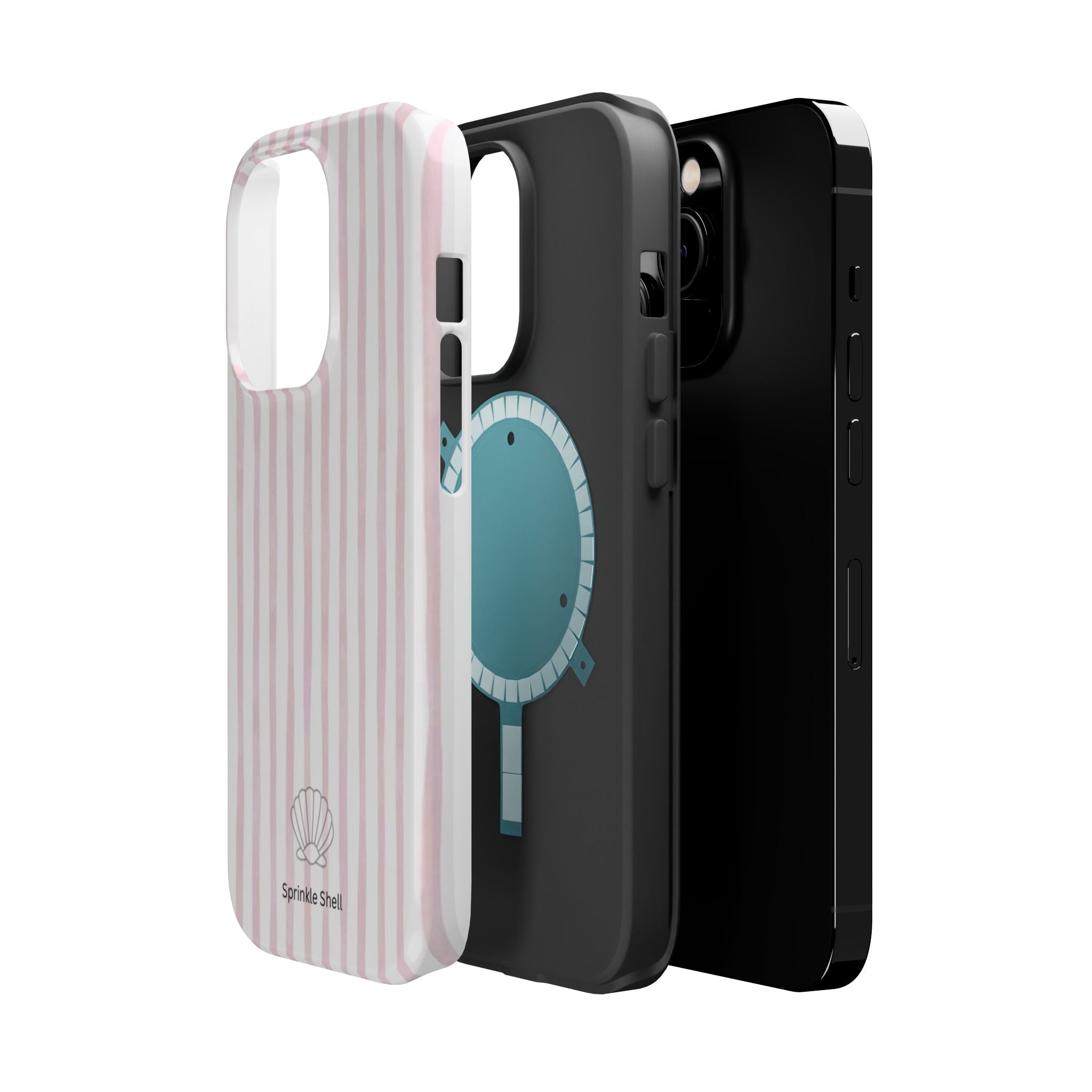 MagSafe pink and white striped case