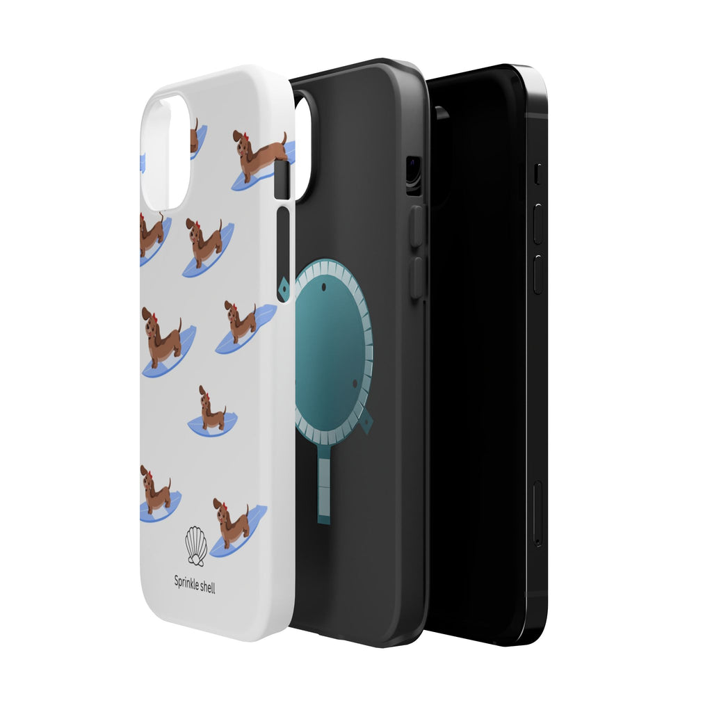 MagSafe surfing dachsund phone case