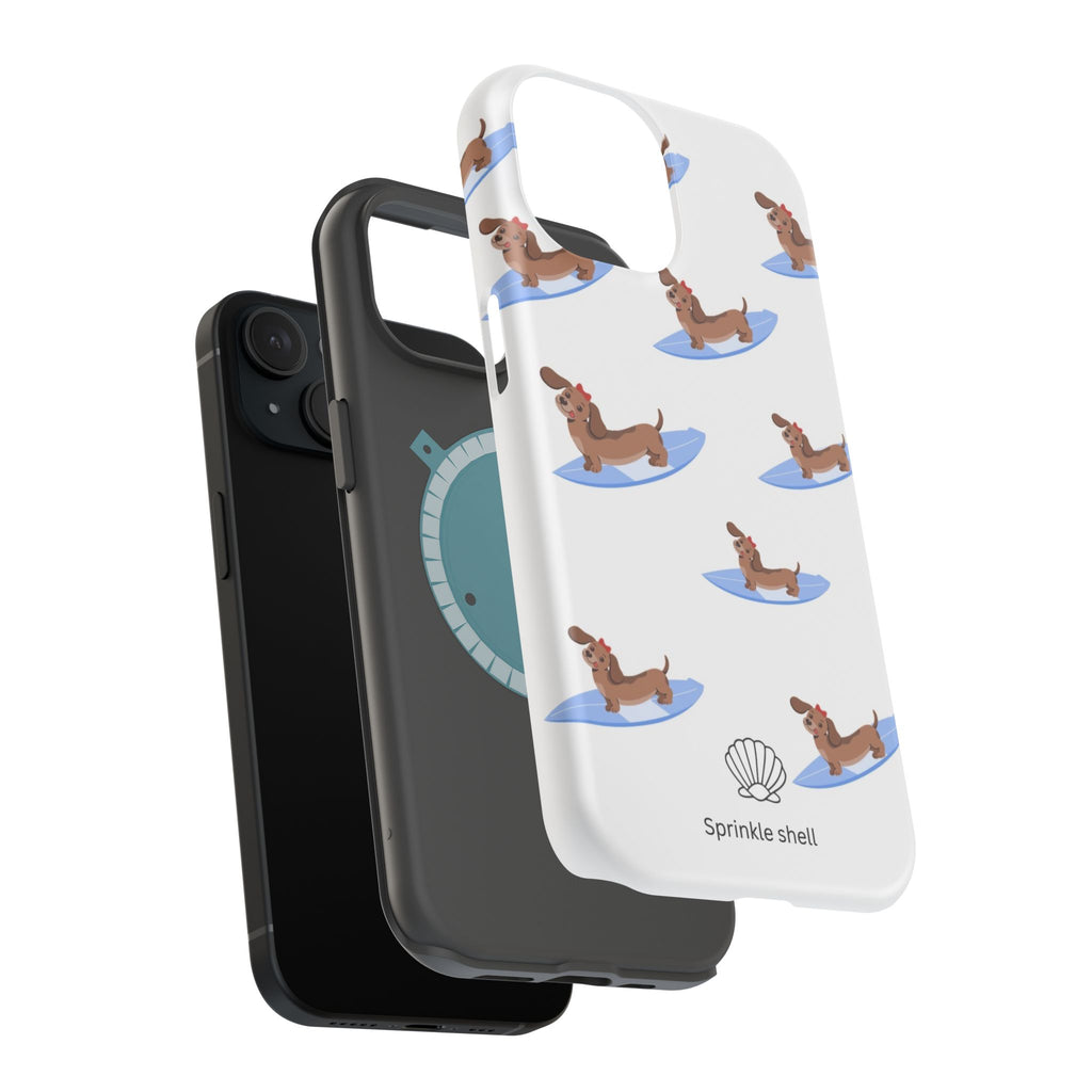 MagSafe surfing dachsund phone case