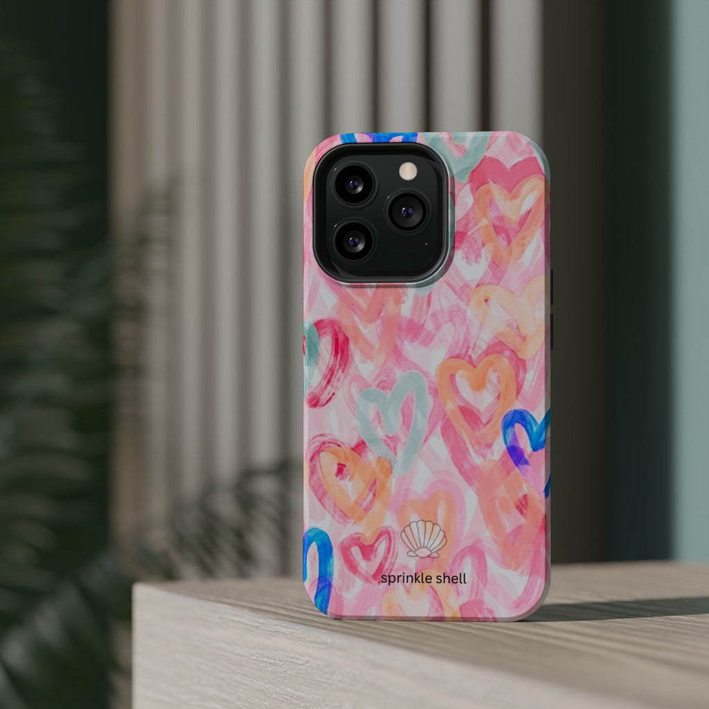 MagSafe rainbow hearts case