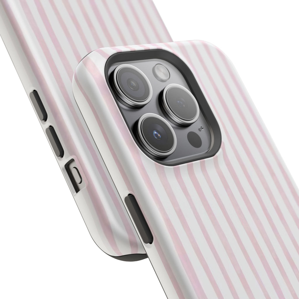 MagSafe pink and white striped case