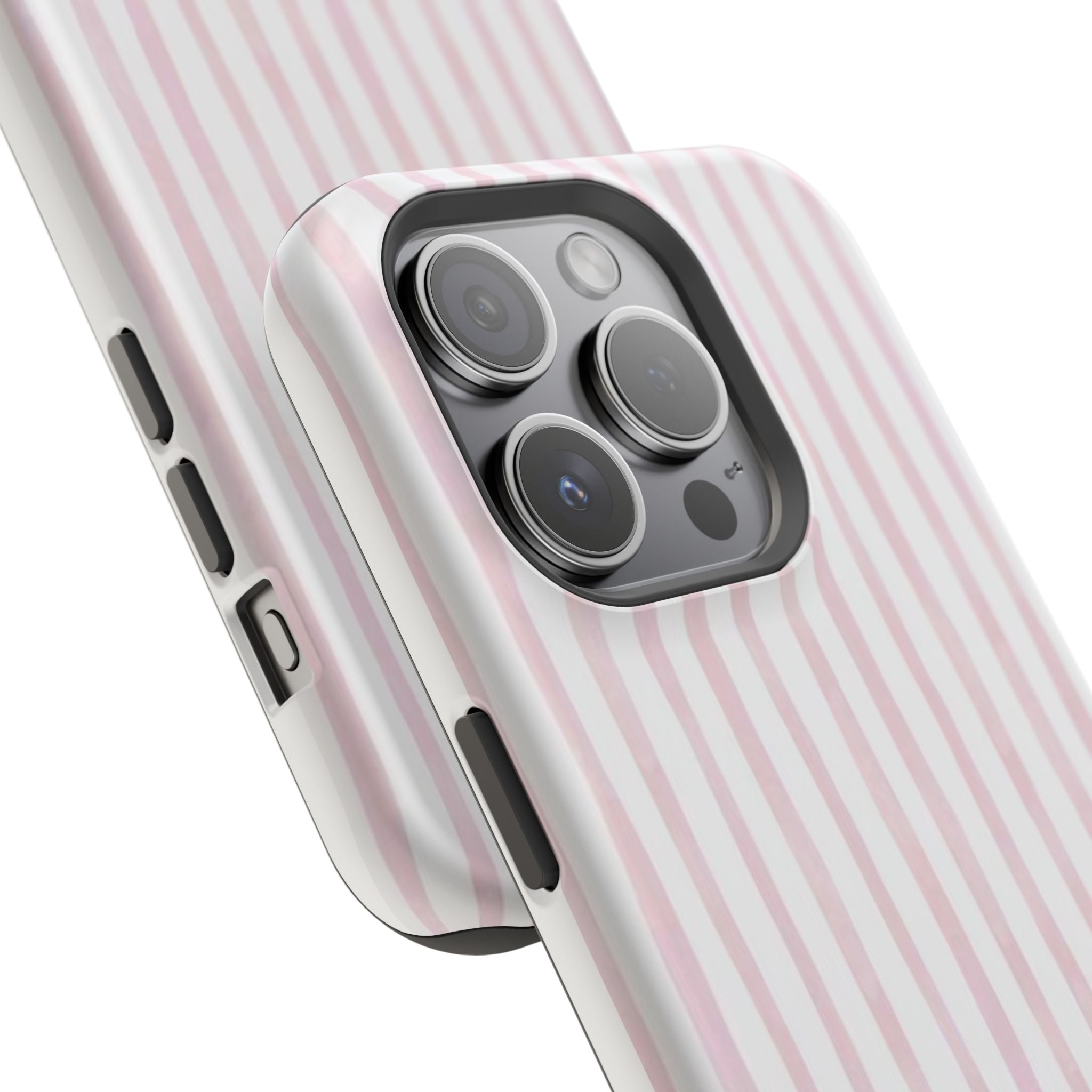 MagSafe pink and white striped case