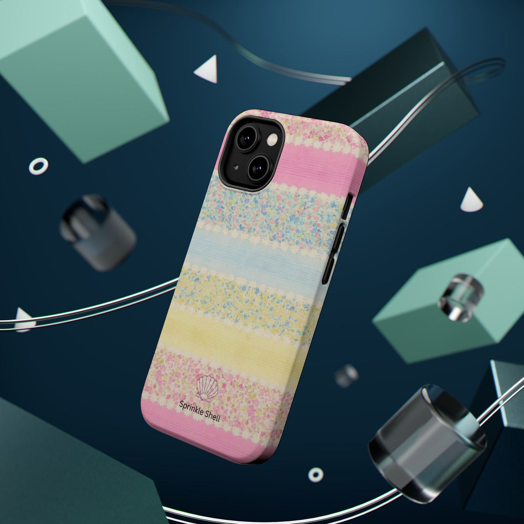 MagSafe pastel floral striped case