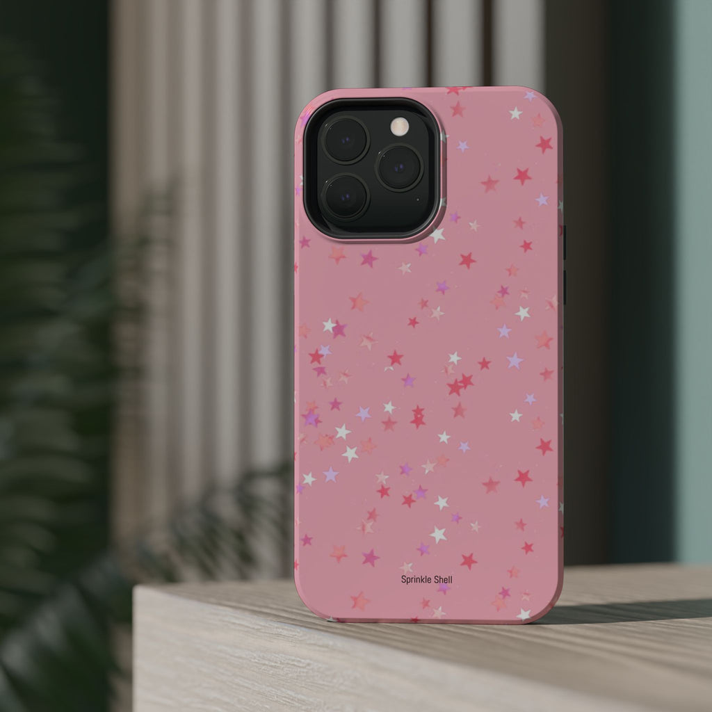 MagSafe pink multicolor stars case