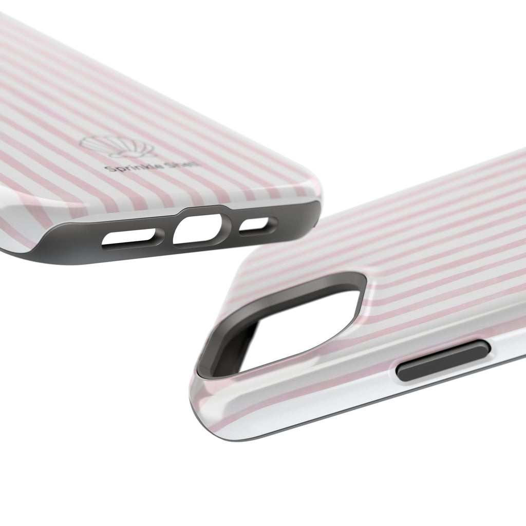 MagSafe pink and white striped case