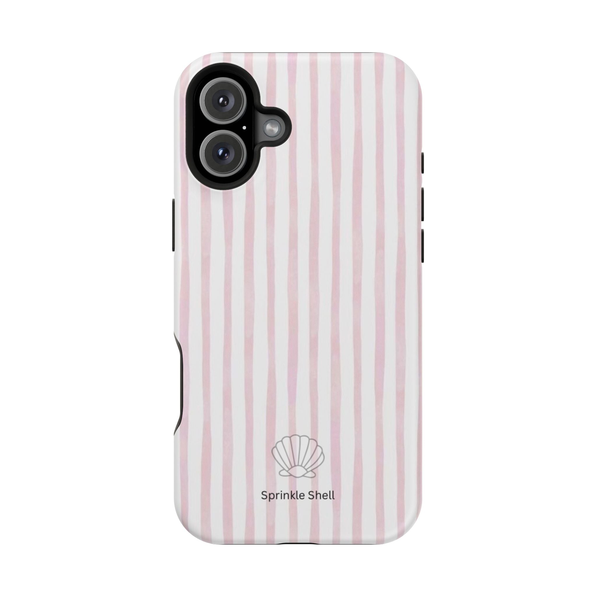 MagSafe pink and white striped case