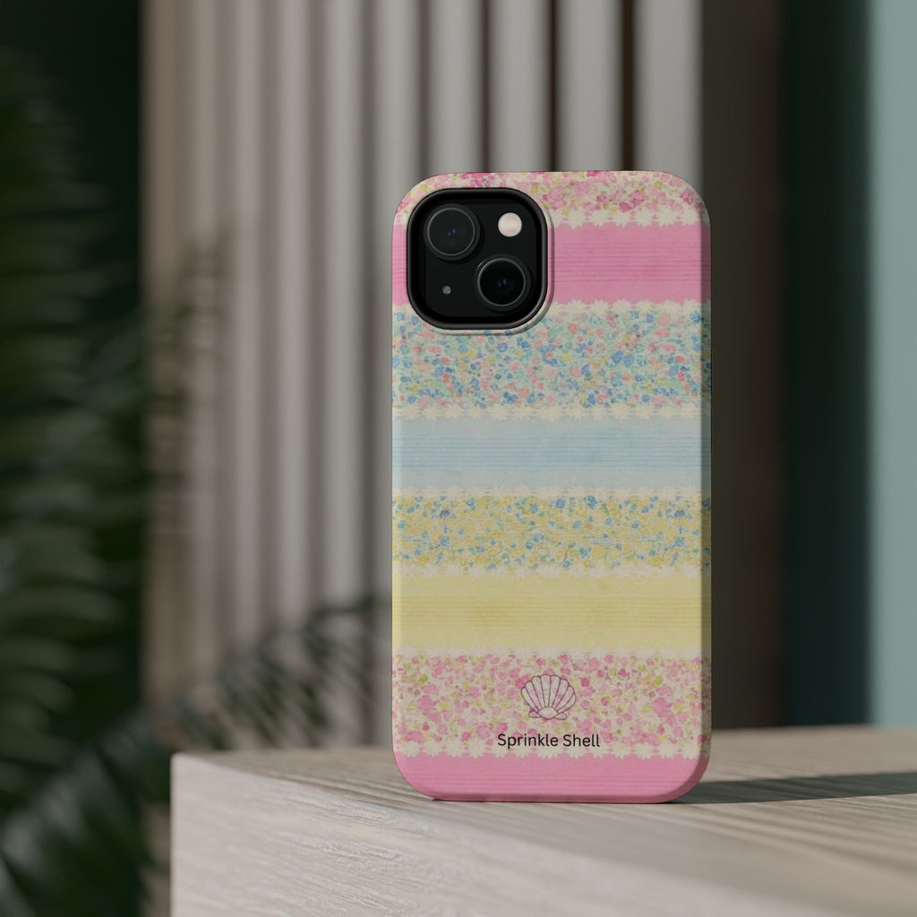 MagSafe pastel floral striped case