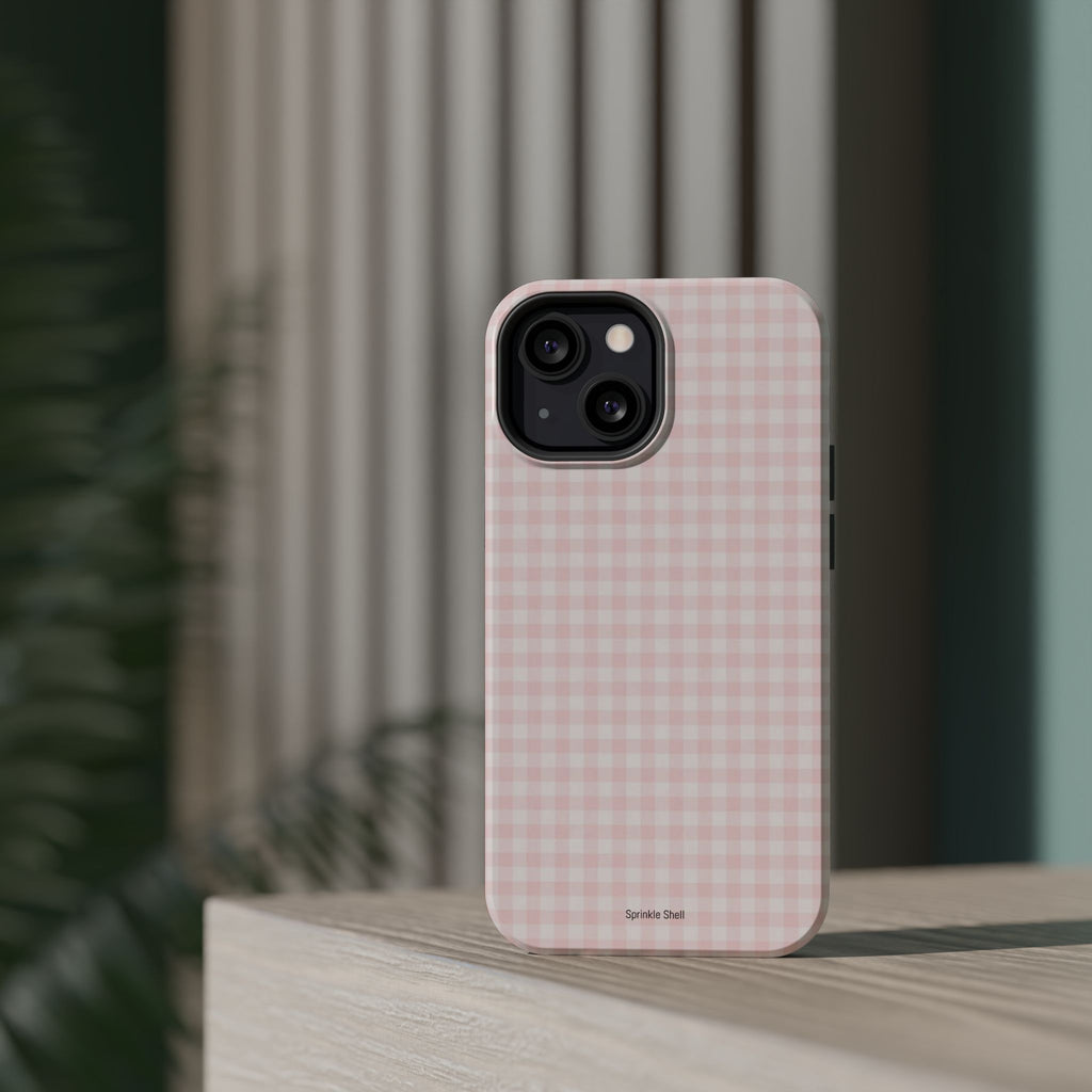 MagSafe light pink plaid case