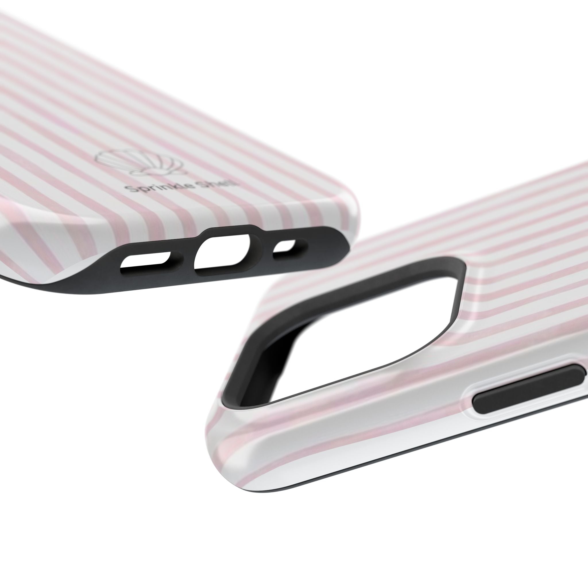 MagSafe pink and white striped case