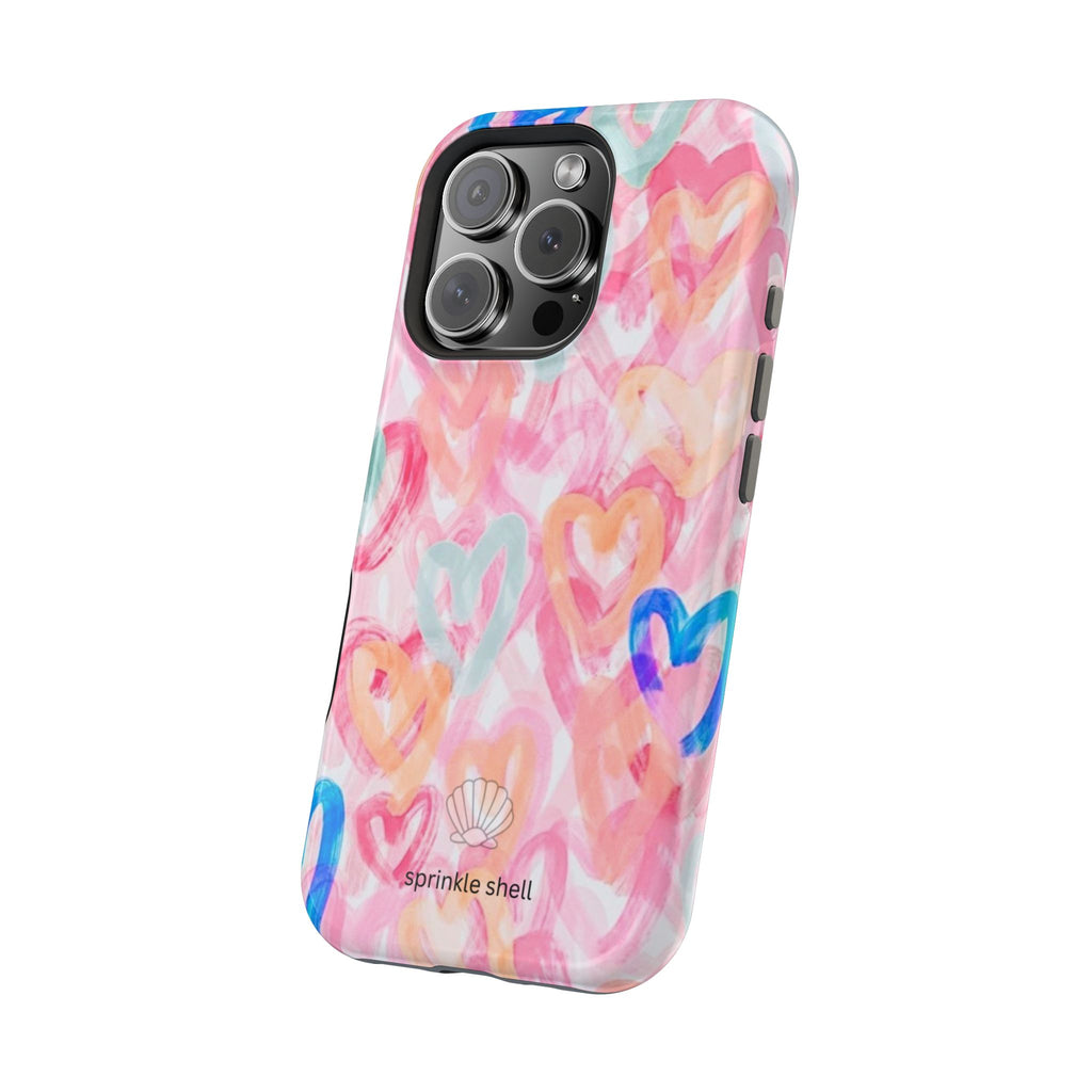 MagSafe rainbow hearts case