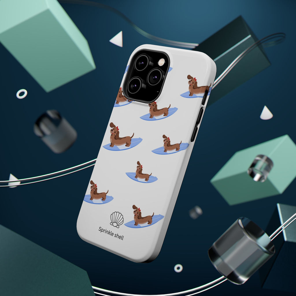 MagSafe surfing dachsund phone case