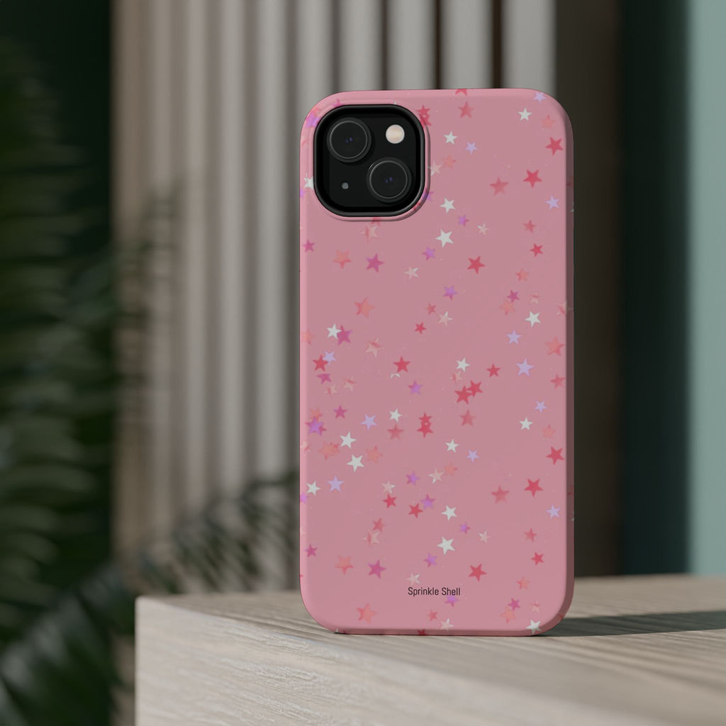 MagSafe pink multicolor stars case