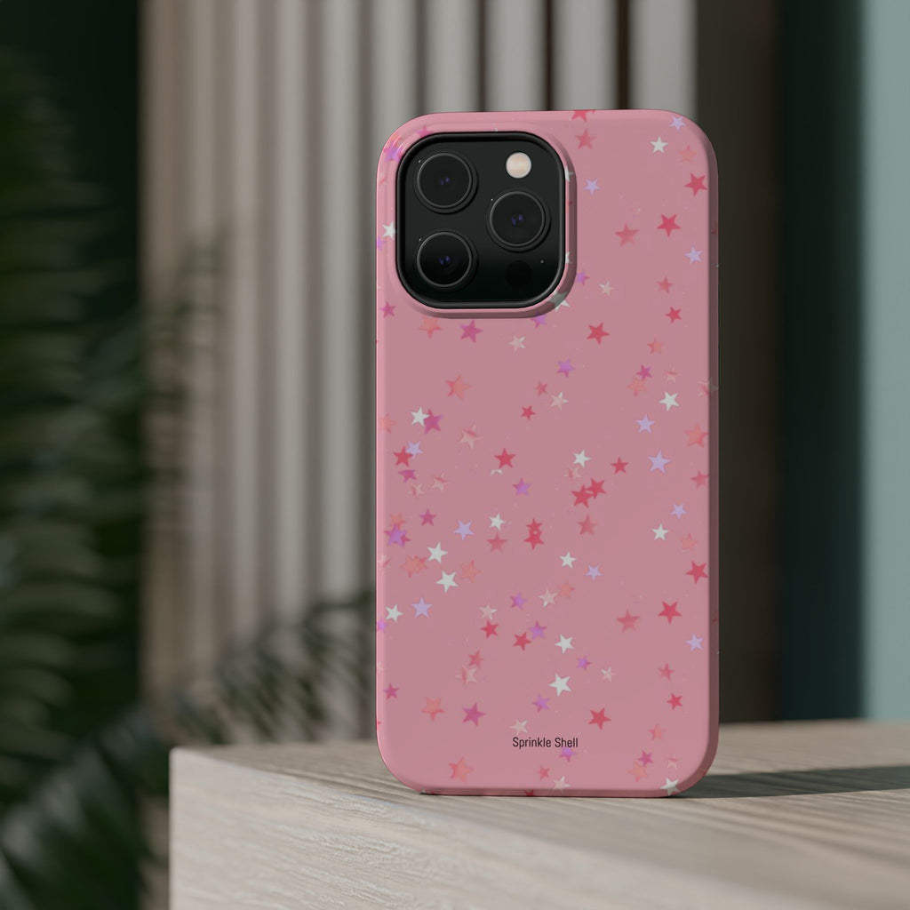 MagSafe pink multicolor stars case