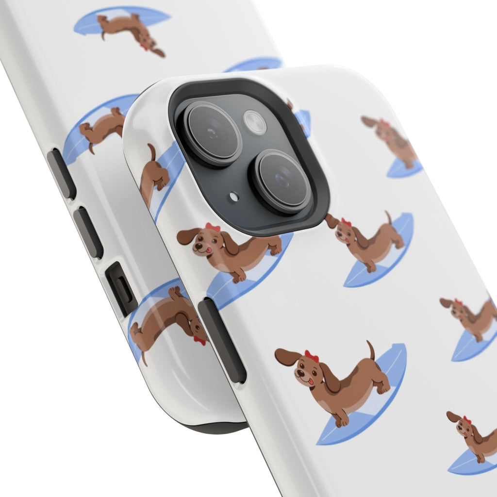 MagSafe surfing dachsund phone case