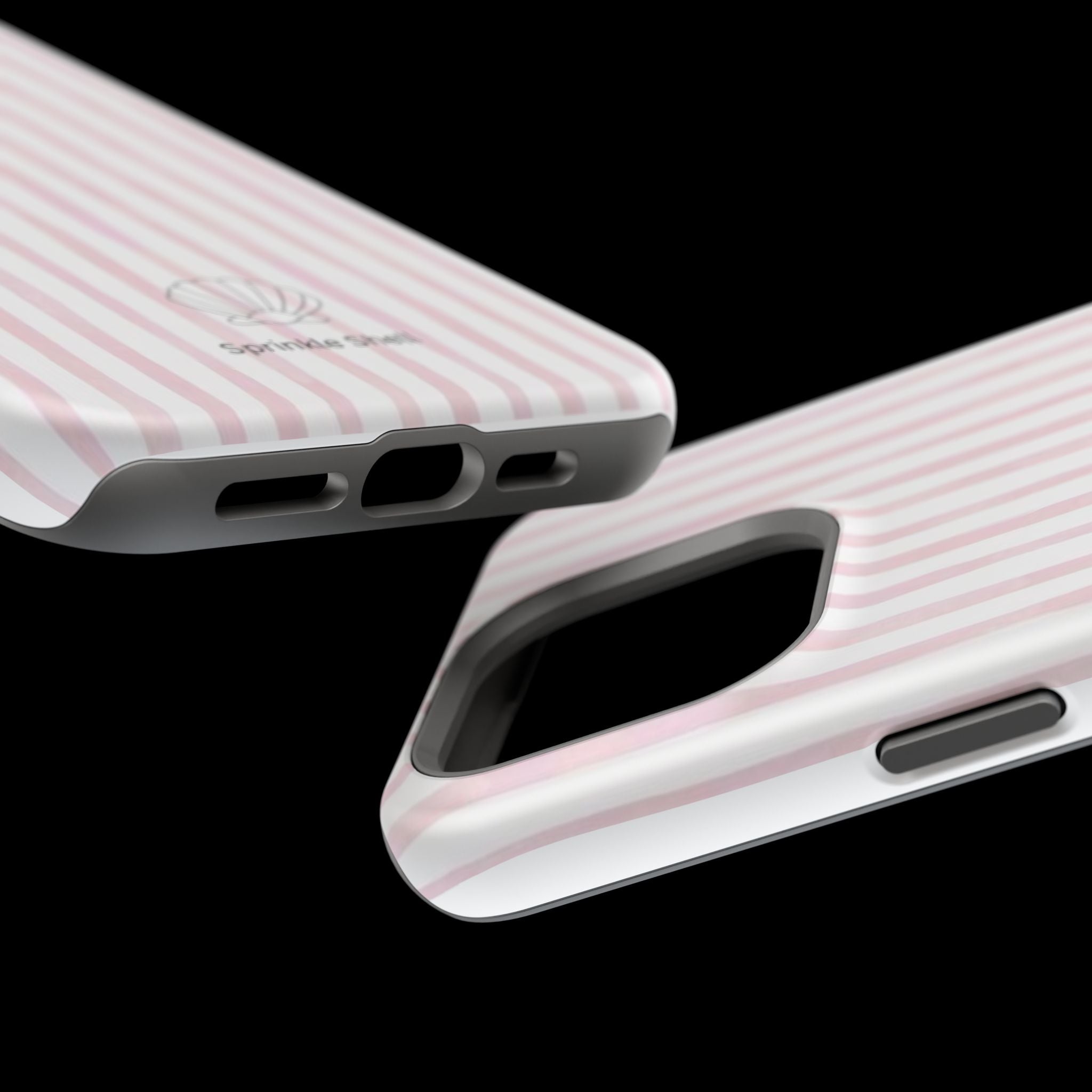 MagSafe pink and white striped case