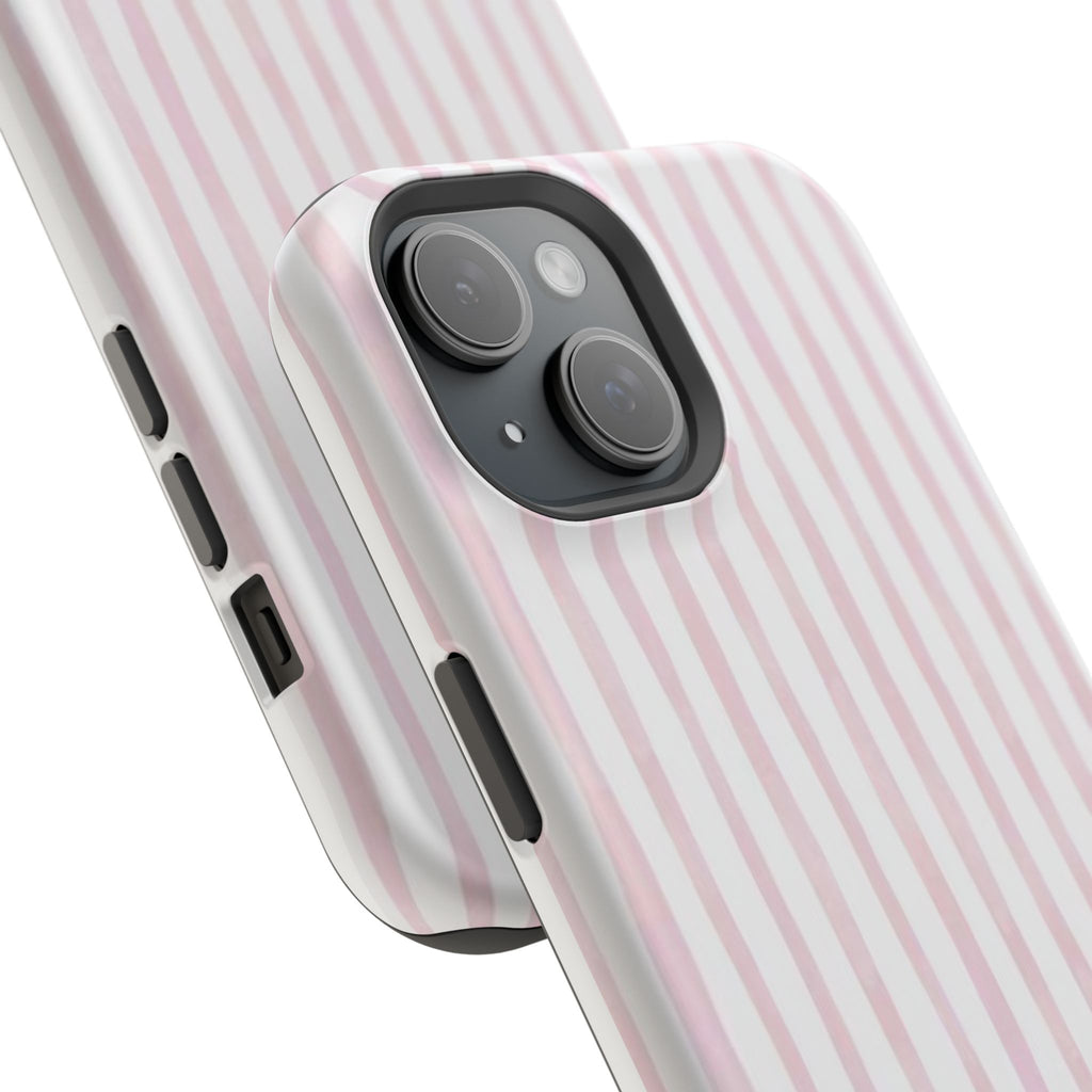 MagSafe pink and white striped case
